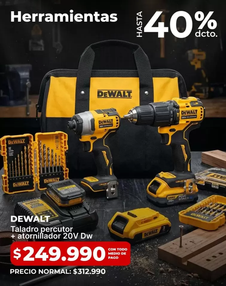 Dewalt - Taladro Percutor + Atornillador 20v Dw