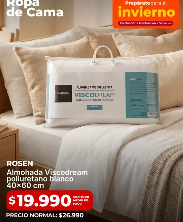 Rosen - almohada viscodream poiluretano blanco 40x60 cm