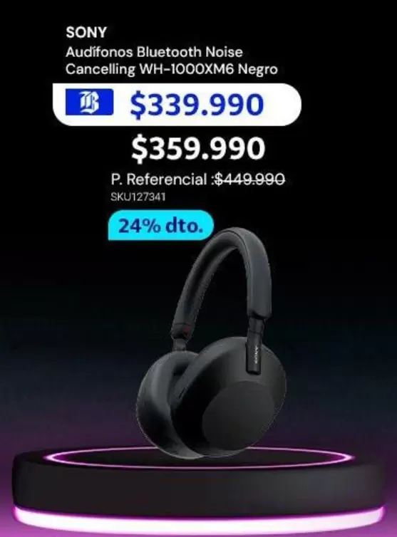 SONY - Audifonos Bluetooth Noise Cancelling WH-1000XME Negro