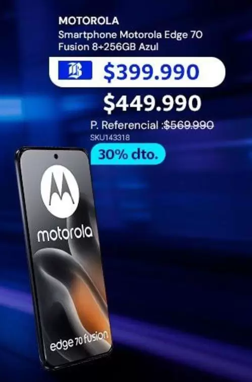 Motorola - Smartphone Edge 70 Fusion 8-2566ga Azul