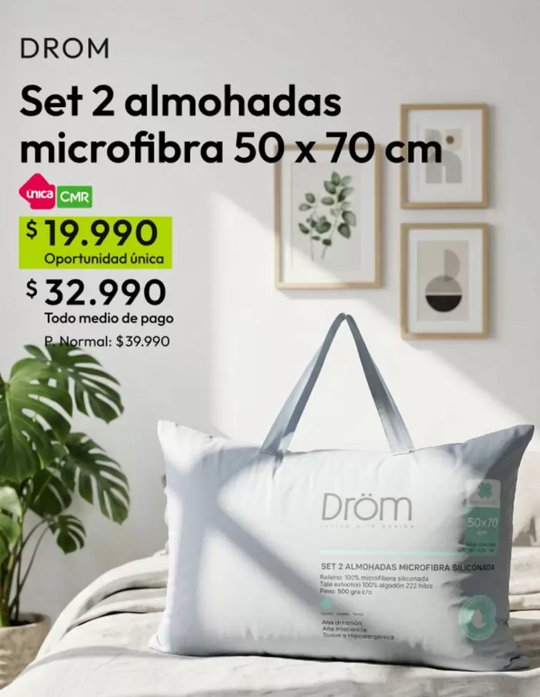 Suave - Set 2 Almohadas Microfibra 50 X 70 Cm
