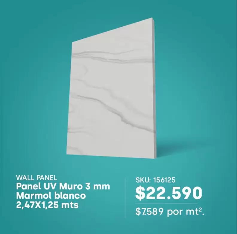 MTS - Panel Uv Muro 3 Mm Marmol Blanco
