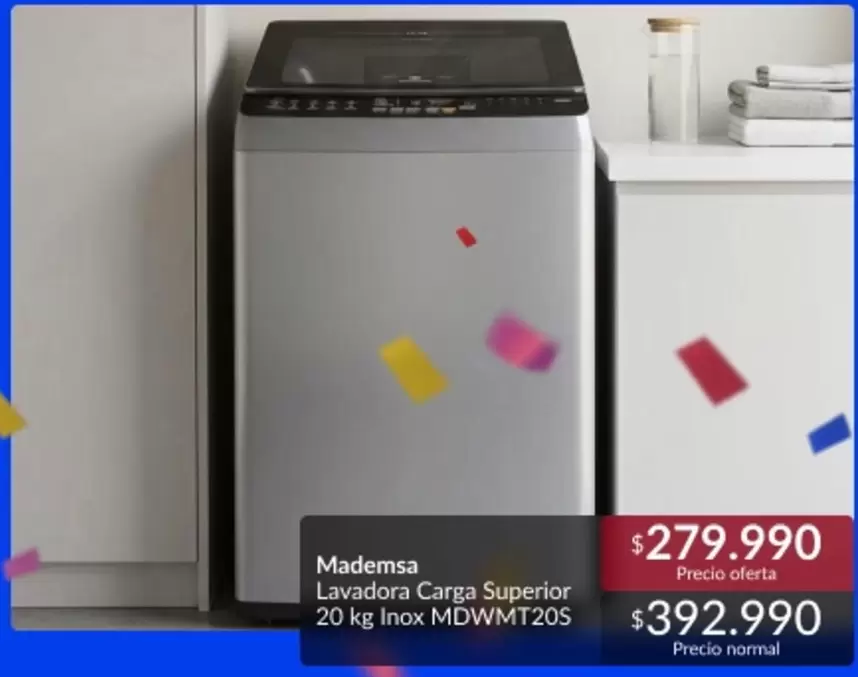 Mademsa - Lavadora Carga Superior 20 Kg Inox Mdwmt20s