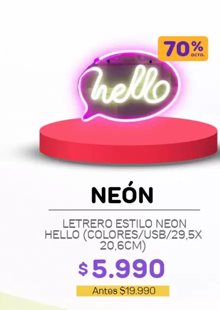 Letrero Estilo Neon Hello (Colores/ Usb/ 29.5x