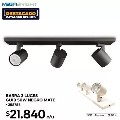 Barra 3 Luces Gu10 50w Negro Mate