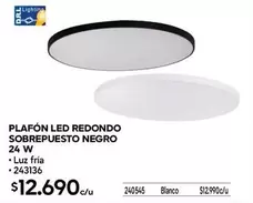 Plafon Led Redondo Sobrepuesto Negro 24 W