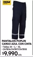 Safety - Pantalon Poplin Cargo Azul Con Cinta