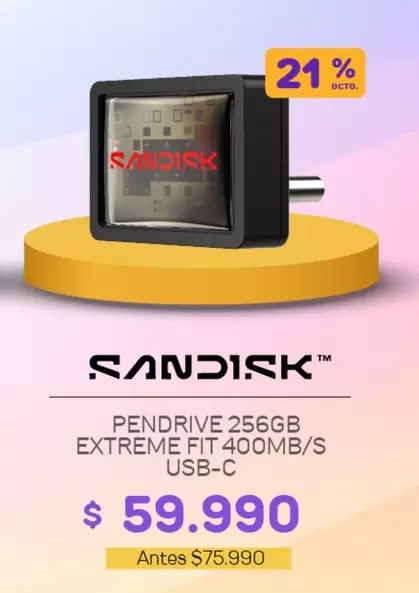 SanDisk - Pendrive 256GB Extreme Fit 400mb/s Usb-c