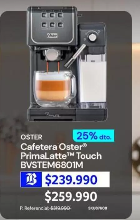 Oster - Cafetera Primeralatte Touch Bvstem6801m