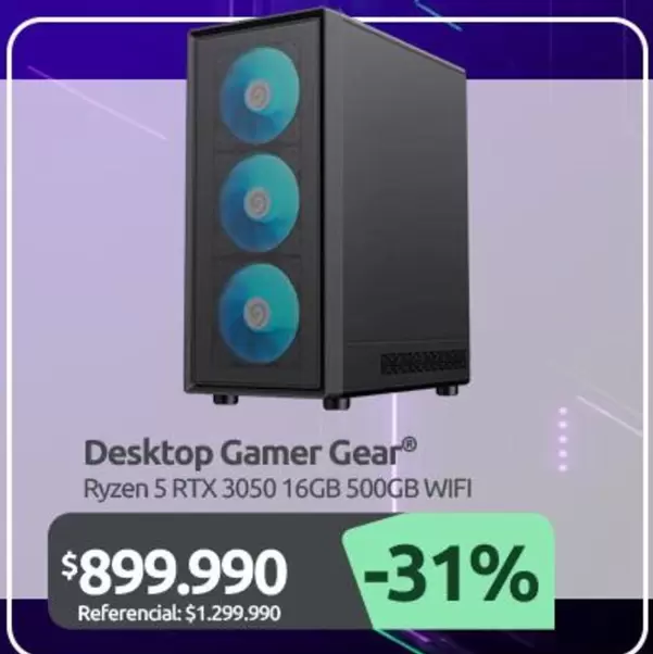 Desktop Gamer Gear Ryzen 5 Rtx 3050 16gb 500gb Wifi