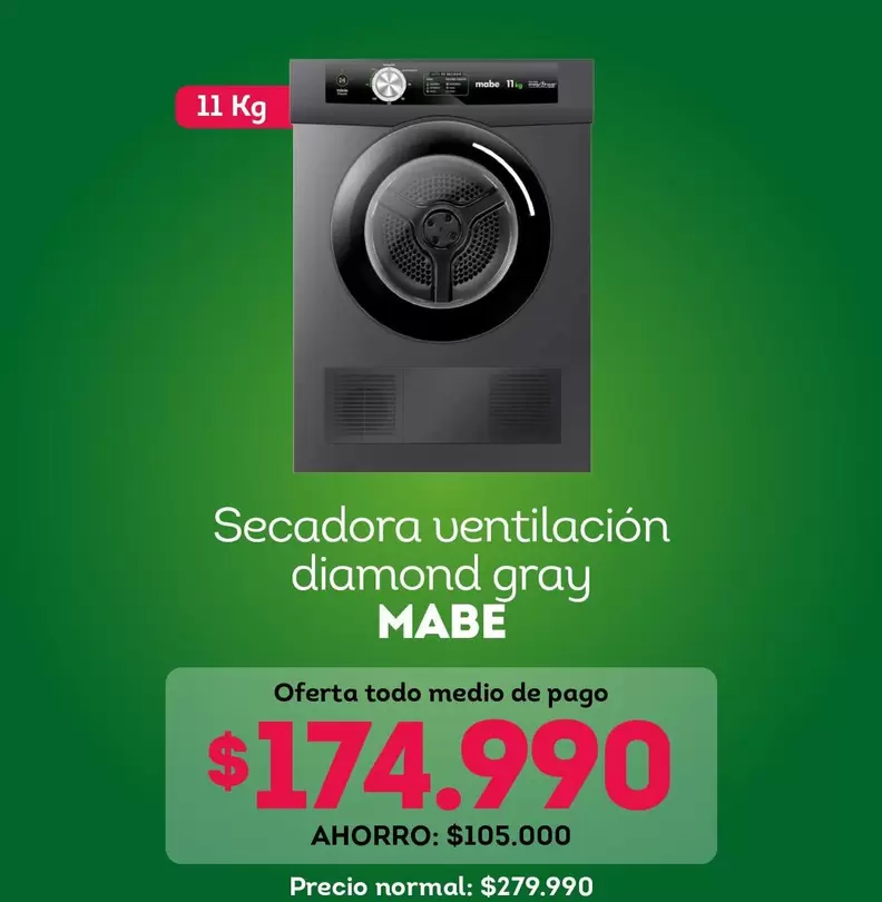 Mabe - Secadora Ventilacion Diamond Gray