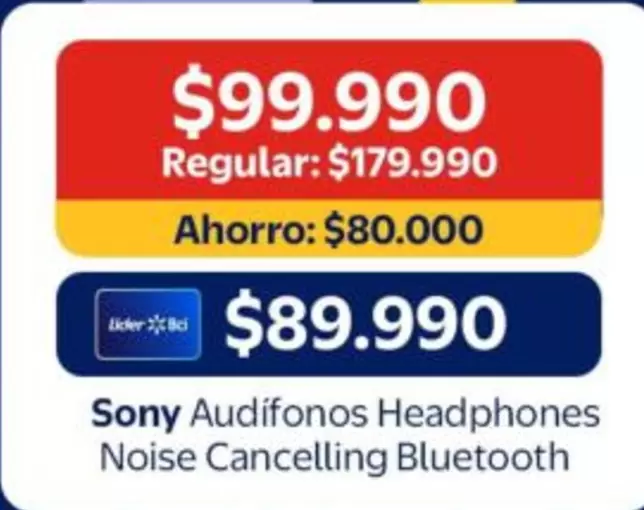 SONY - Audífonos Headphones Noise Cancelling Bluetooth