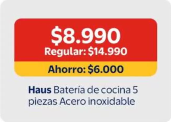 Haus - Bateria De Cocina 5 Piezas Acero Inoxidable