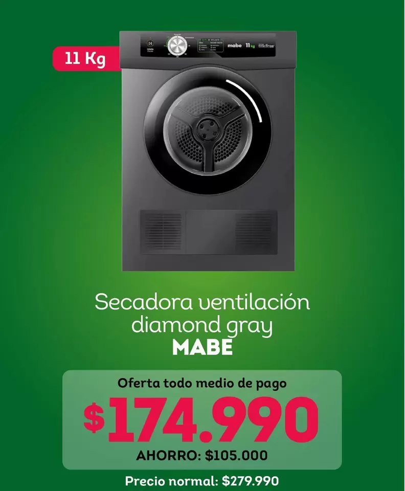 Mabe - Secadora Ventilacion Diamond Gray