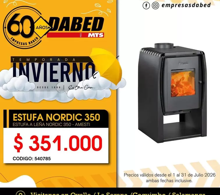 MTS - Estufa Nordic 350 Estufa En A En A Nordico 50 Ahest