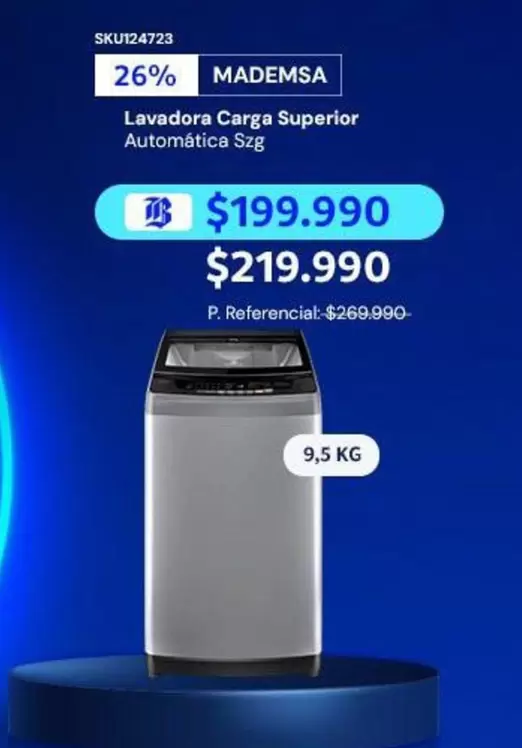 Mademsa - Lavadora Carga Superior Automatica
