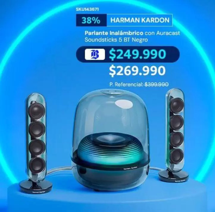 Harman Kardon - Parlante Inalambrico Con AURACRASST SOUNDSTIK 5 BI NERO