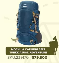 Mochila Camping 65Lt Trekk AJUST. Adventure