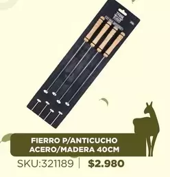 Fierro P/anticucho Acero/ Madera 40cm