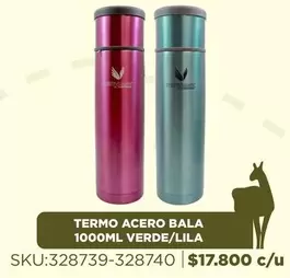 Termo Acero Bala Verde/Lila