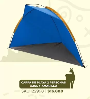 Carpa De Playa 2 Personas Azul Y Amarillo