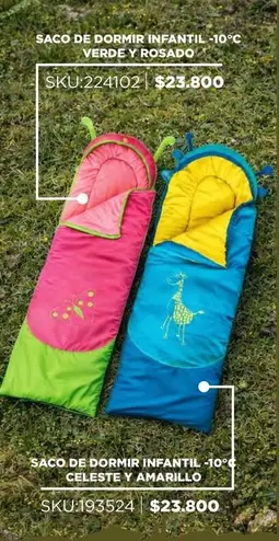 Saco De Dormir Infantil 10°c Verde Y Rosado