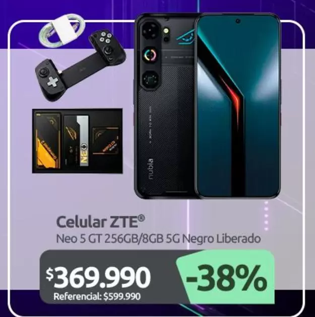 ZTE - Celular Neo 5 Gt 256gb/8gb 5g Negro Liberado