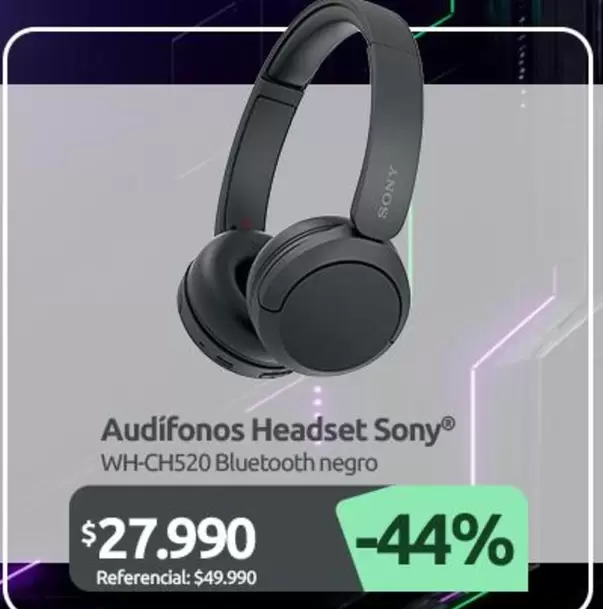 SONY - Audifonos Headset WH-CH520 Bluetooth Negro