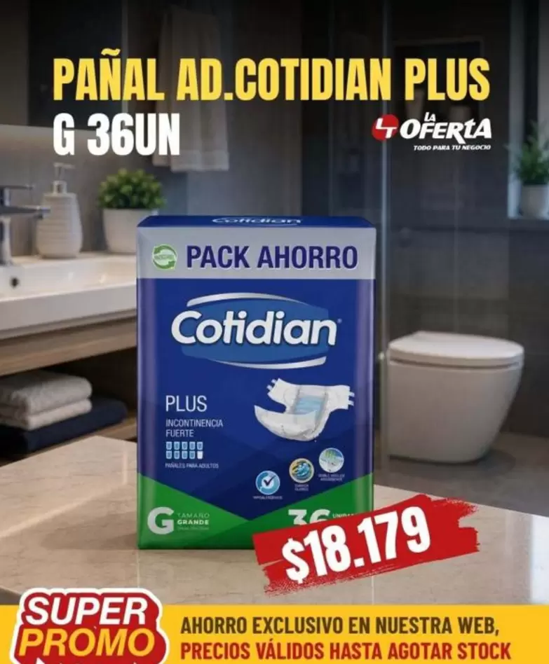 Cotidian - Pañal Ad. Plus G 36un