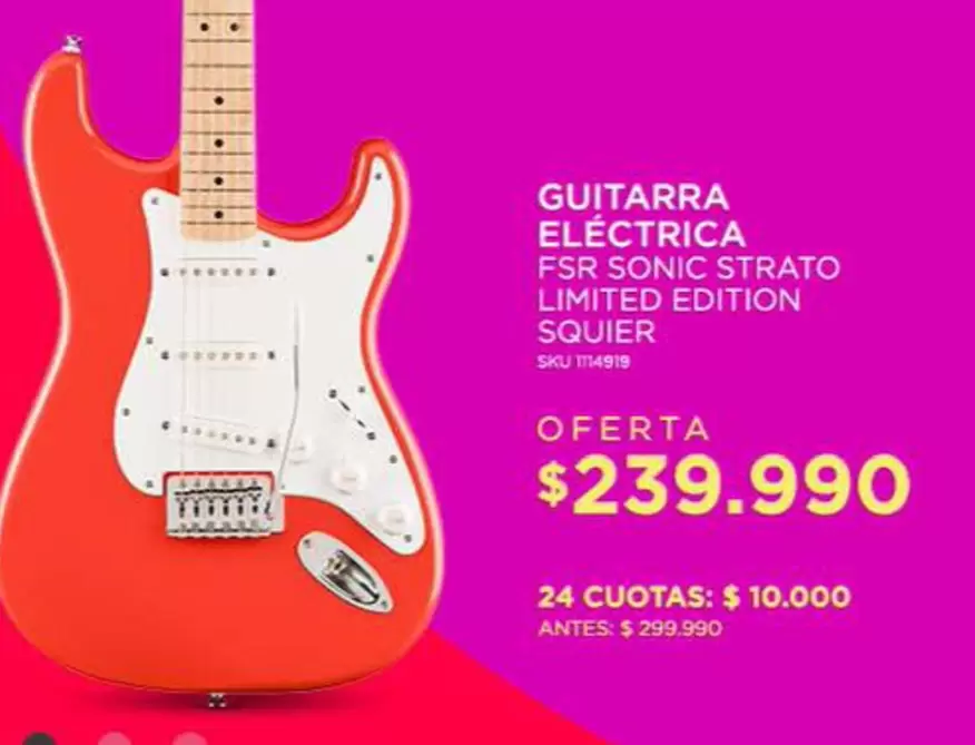 Guitarra Eléctrica Fsr Sonic Strato Limited Edition Squier