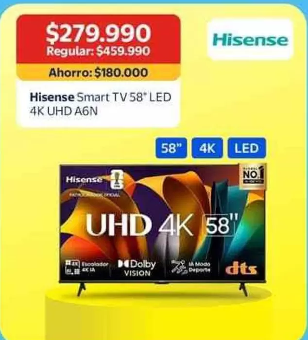 Hisense - Smart Tv 58'' Led 4k Uhd A6n