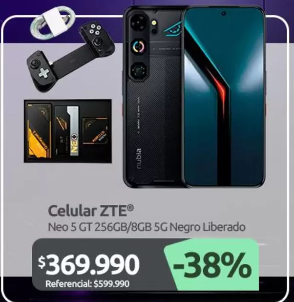 ZTE - Celular Neo 5 Gt 256gb/8gb 5g Negro Liberado