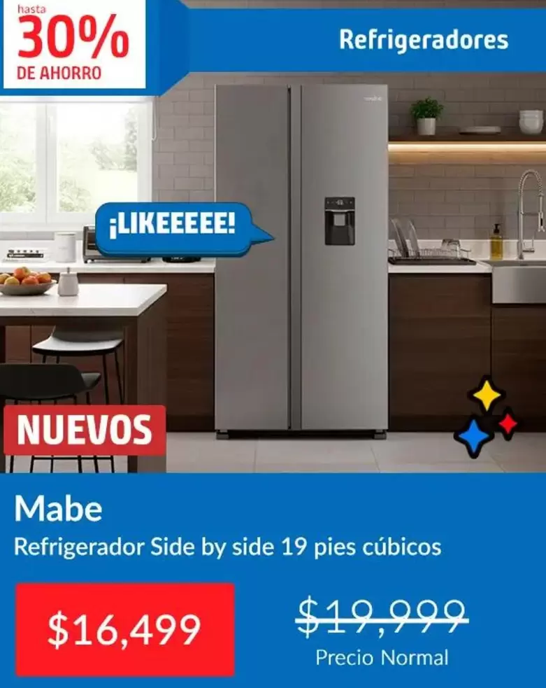 Mabe - Refrigerador Side By Side 19 Pies Cubicos