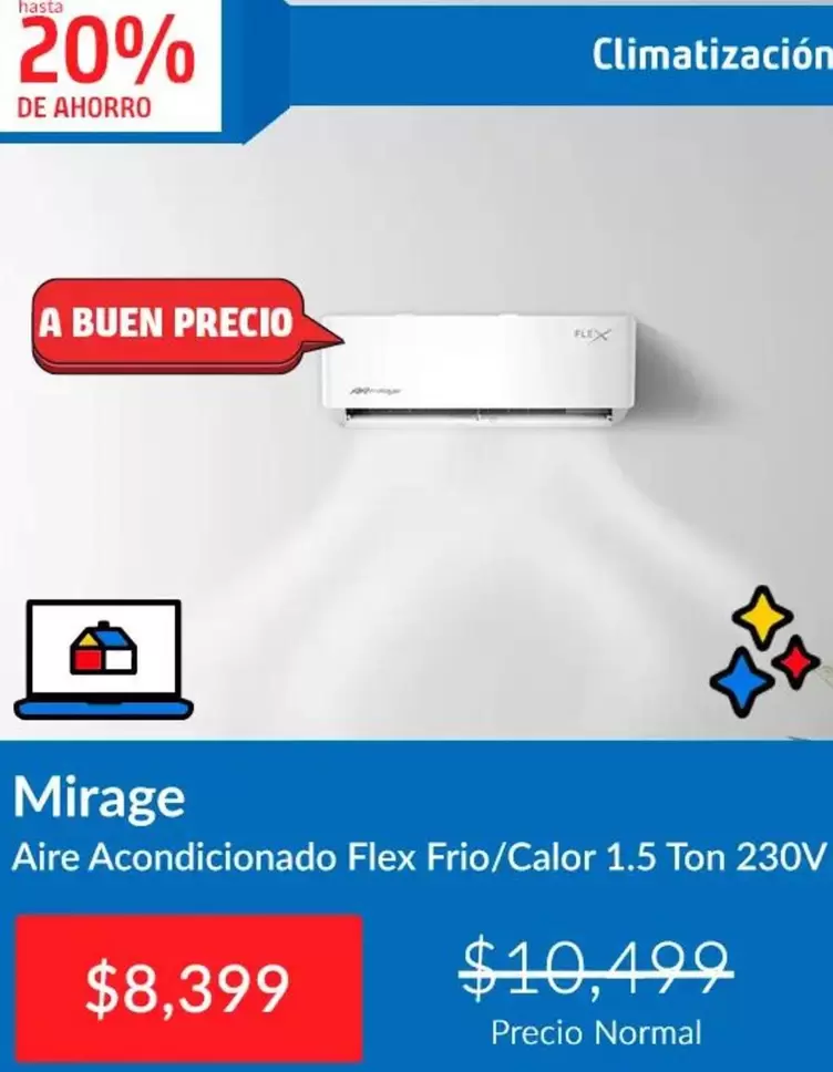 Flex - Aire Acondicionado Frio/calor 1.5 Ton 230V