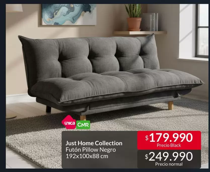 Just Home Collection Futon Pillow Negro