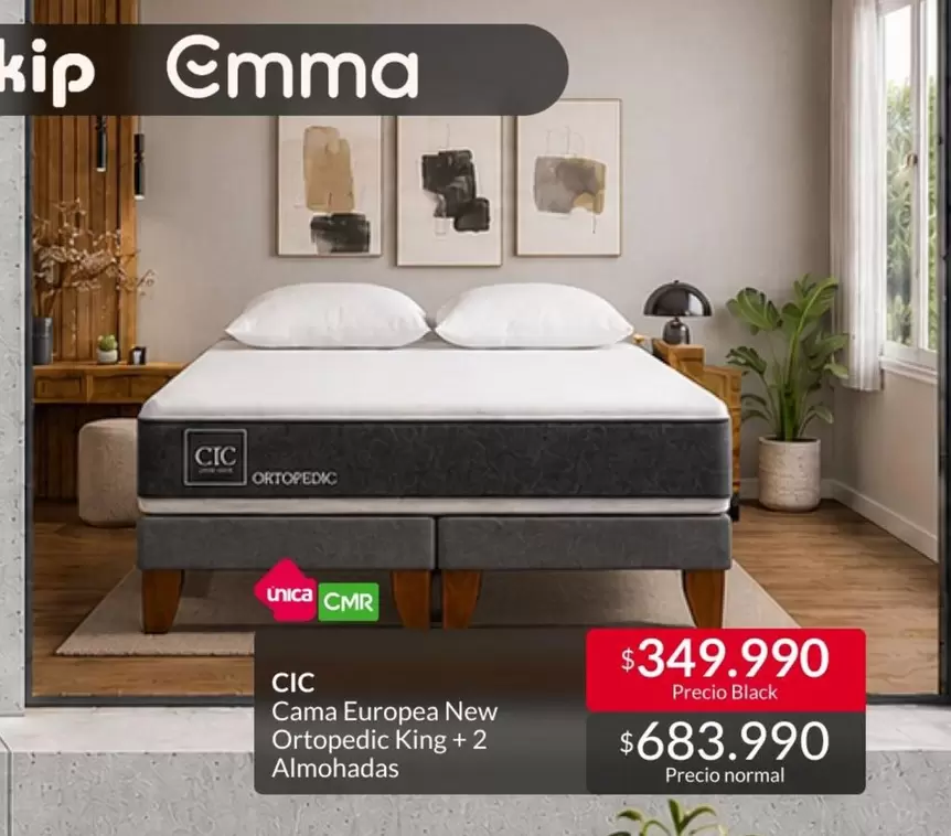 Cic - Cama Europa New Ortopedic King + 2 Almohadas