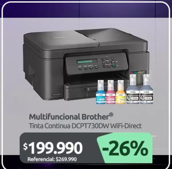 Brother - Multifuncional Tinta Continua Dcpt730dw Wifi Direct