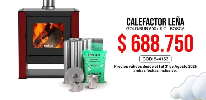 Bosca - Calefactor Leña Gold/Dur 500+ Kit
