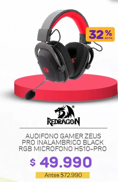 Audifono Gamer Zeus Pro Inalámbrico Black Rgb Microfono H510-Pro