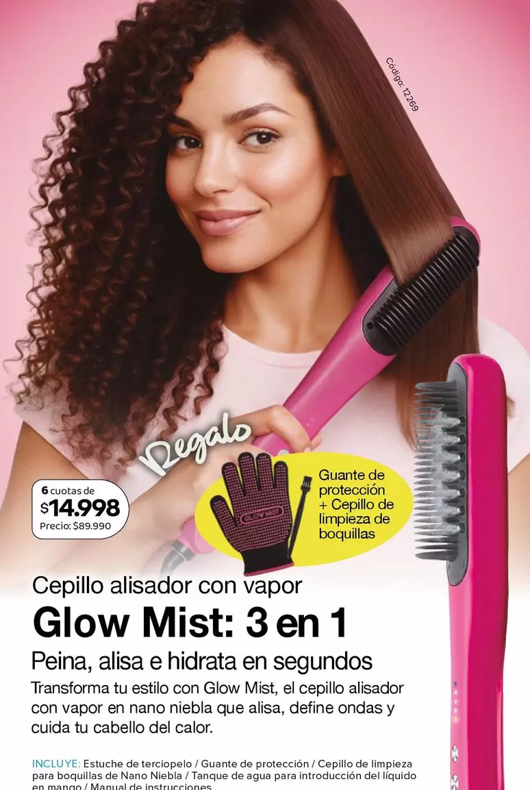 Guante - Cepillo Alisador Con Vapor 3 En 1