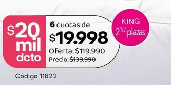 king - 6 cuotas de $20 mil