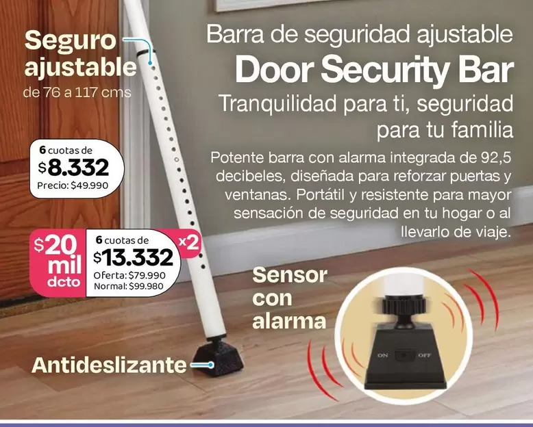 Security - Barra De Seguridad Ajustable Door Bar