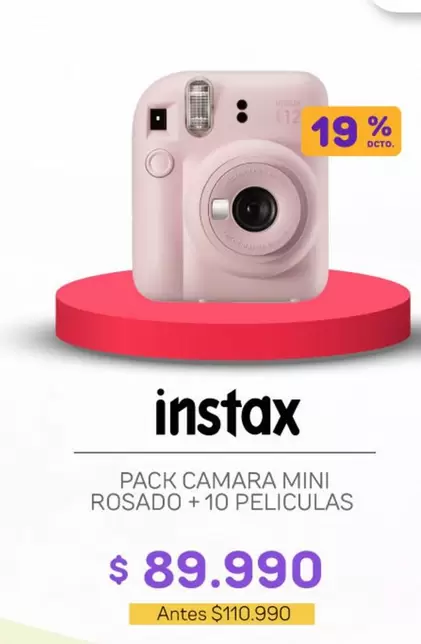 Pack Camara Mini Rosado + 10 Peliculas