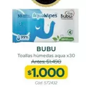 Bubu - Toallas Húmedas Aqua X30