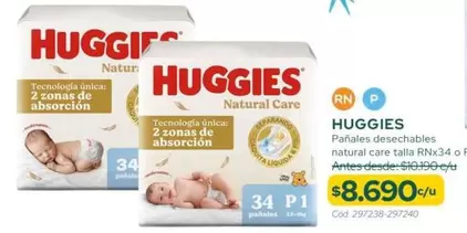 Huggies - Paneles Desechables Natural Care Talla RNX34