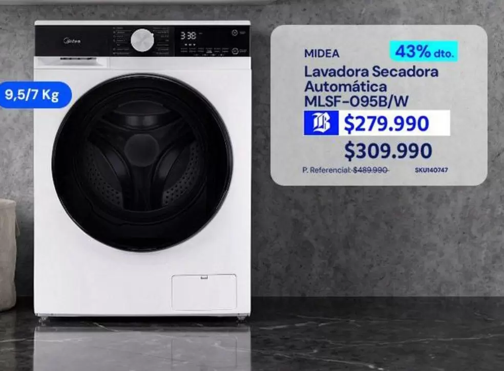 Midea - Lavadora Secadora Automática Mlsf-09sb/w