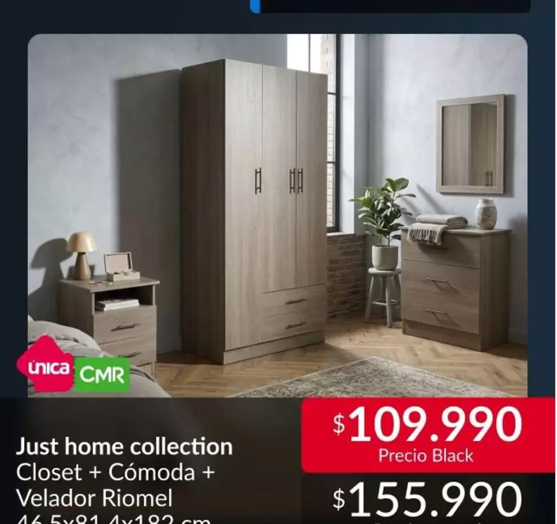 Just home collection Closet + Comoda + Velador Riomel