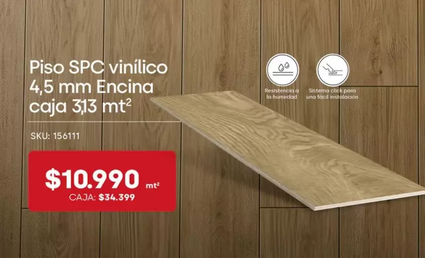 Piso Spc Vinilico 4,5 Mm Encina Caja