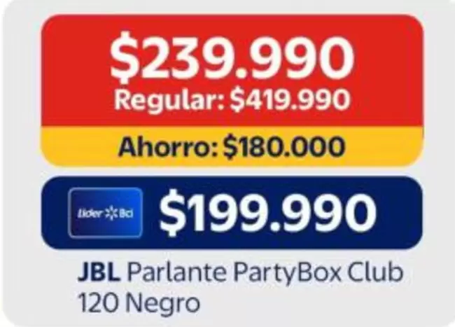 JBL - Parlante Partybox Club 120 Negro