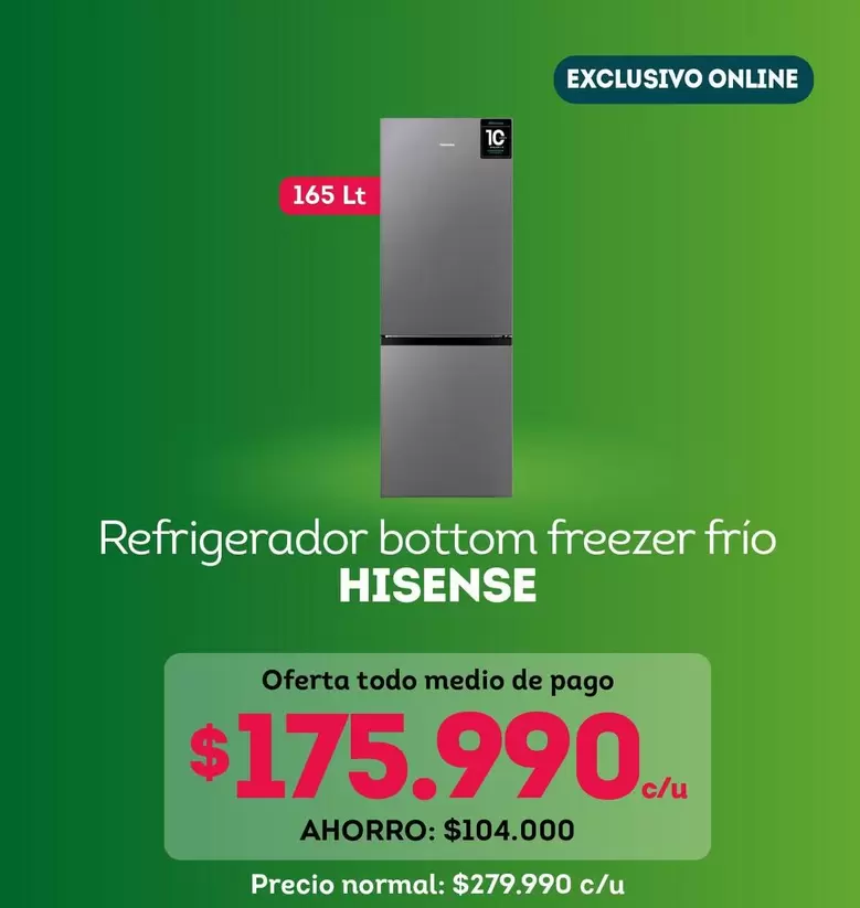 Hisense - Refrigerador Bottom Freezer Frio